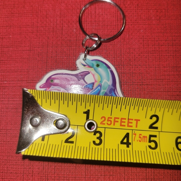 Handmade Lisa Frank Inspired Keychain with Blue, Purple, & Pink Triple Dolphins - Picture 4 of 6